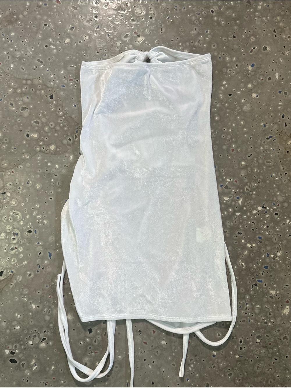 White Strapless Ruched Drawstring Mini Dress - Picture 7 of 7